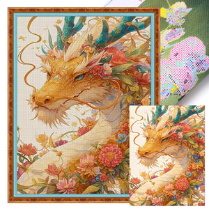 Flower Dragon - 60*80CM Stamped Cross Stitch(Mona Lisa Brand)
