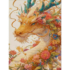Flower Dragon - 60*80CM Stamped Cross Stitch(Mona Lisa Brand)
