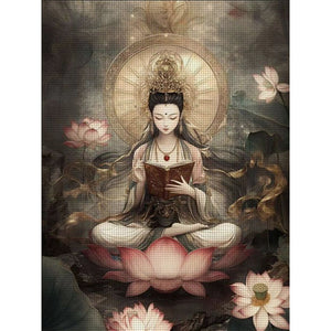 Bodhisattva Holding Sutras - 63*83CM 11CT Stamped Cross Stitch(Mona Lisa Brand)