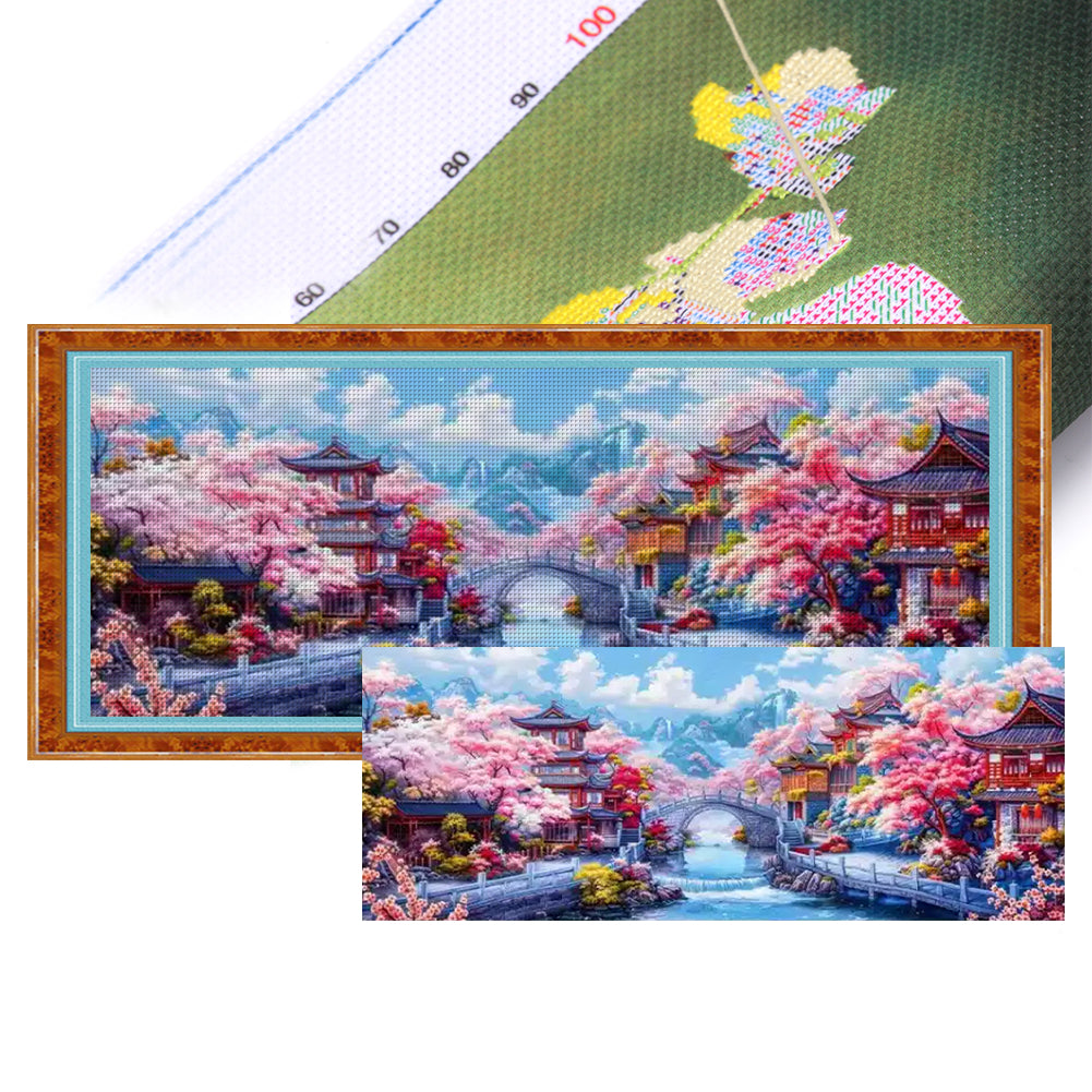 Spring in Jiangnan - 200*75CM 11CT Stamped Cross Stitch£¨Mona Lisa Brand£©