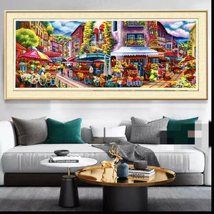Romantic flower market - 168*68CM 11CT Stamped Cross Stitch（Mona Lisa Brand）