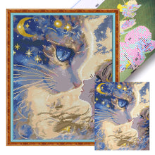 Load image into Gallery viewer, Cartoon Girl Cat - 40*50CM 11CT Stamped Cross Stitch(Mona Lisa Brand)
