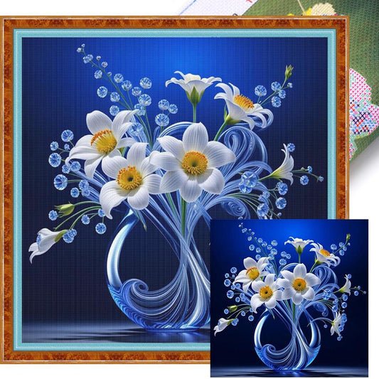 Luminous Vase - Full 11CT Stamped Cross Stitch 40x40CM - Huacan