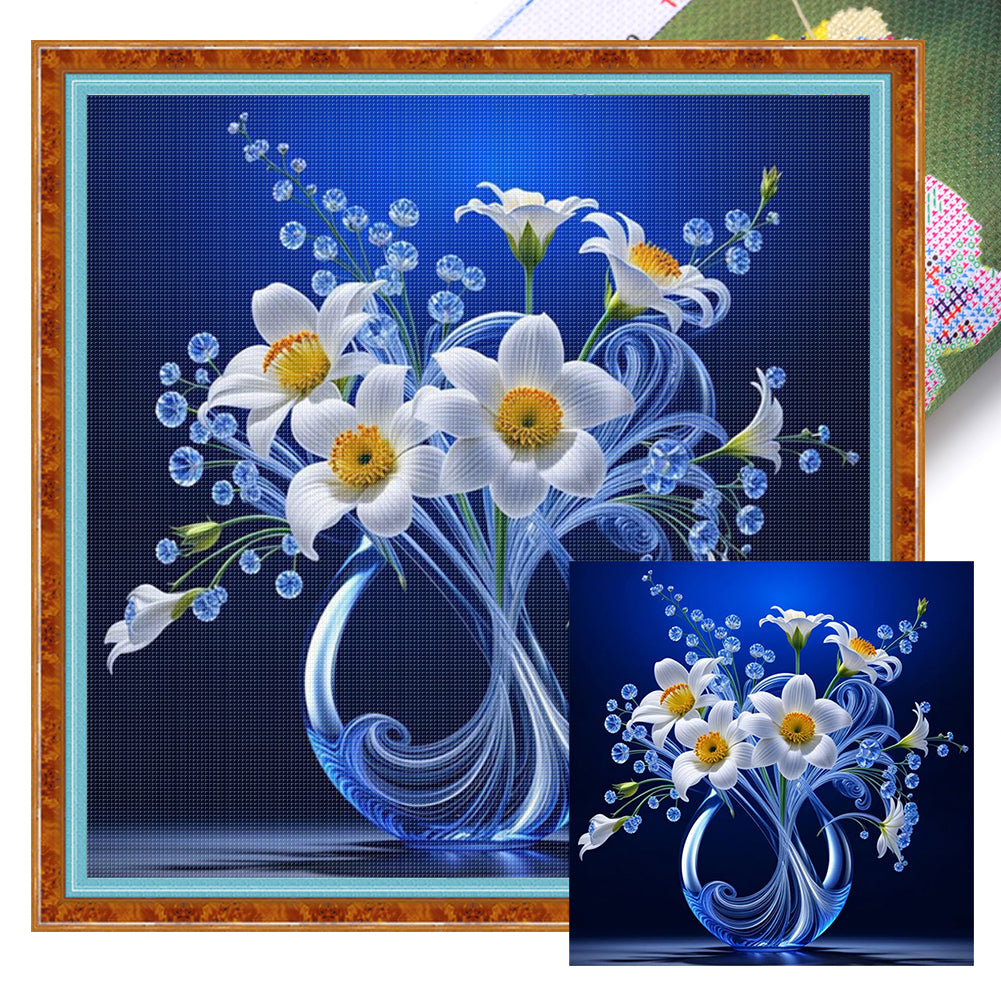 Glow-In-The-Dark Vase - 40*40CM 11CT Stamped Cross Stitch