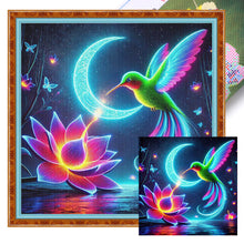 Load image into Gallery viewer, Glow-In-The-Dark Lotus Hummingbird - 40*40CM 11CT Stamped Cross Stitch
