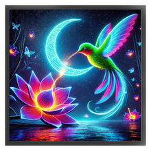 Load image into Gallery viewer, Glow-In-The-Dark Lotus Hummingbird - 40*40CM 11CT Stamped Cross Stitch
