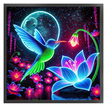 Load image into Gallery viewer, Glow-In-The-Dark Lotus Hummingbird - 40*40CM 11CT Stamped Cross Stitch
