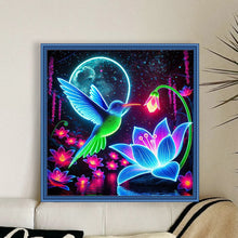 Load image into Gallery viewer, Glow-In-The-Dark Lotus Hummingbird - 40*40CM 11CT Stamped Cross Stitch
