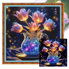 Load image into Gallery viewer, Glow-In-The-Dark Tulip Vase - 40*40CM 11CT Stamped Cross Stitch
