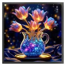 Load image into Gallery viewer, Glow-In-The-Dark Tulip Vase - 40*40CM 11CT Stamped Cross Stitch

