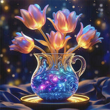 Load image into Gallery viewer, Glow-In-The-Dark Tulip Vase - 40*40CM 11CT Stamped Cross Stitch
