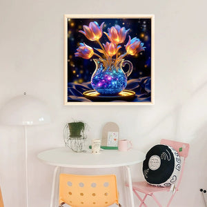 Glow-In-The-Dark Tulip Vase - 40*40CM 11CT Stamped Cross Stitch