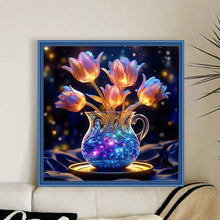 Load image into Gallery viewer, Glow-In-The-Dark Tulip Vase - 40*40CM 11CT Stamped Cross Stitch
