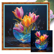 Load image into Gallery viewer, Glow-In-The-Dark Tulip Vase - 40*40CM 11CT Stamped Cross Stitch
