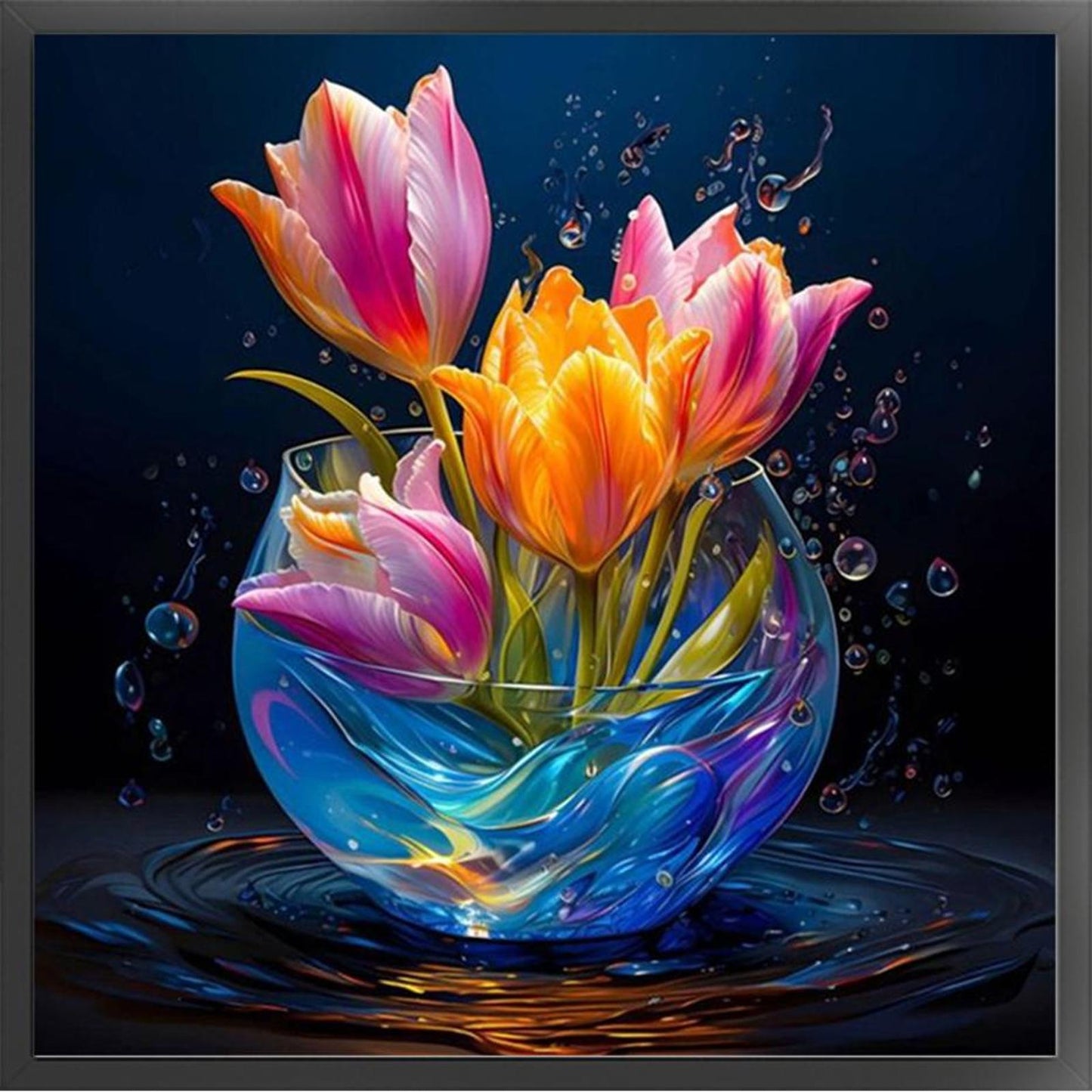 Luminous Tulip Vase - Full 11CT Stamped Cross Stitch 40x40CM - Huacan