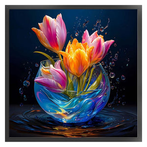 Glow-In-The-Dark Tulip Vase - 40*40CM 11CT Stamped Cross Stitch