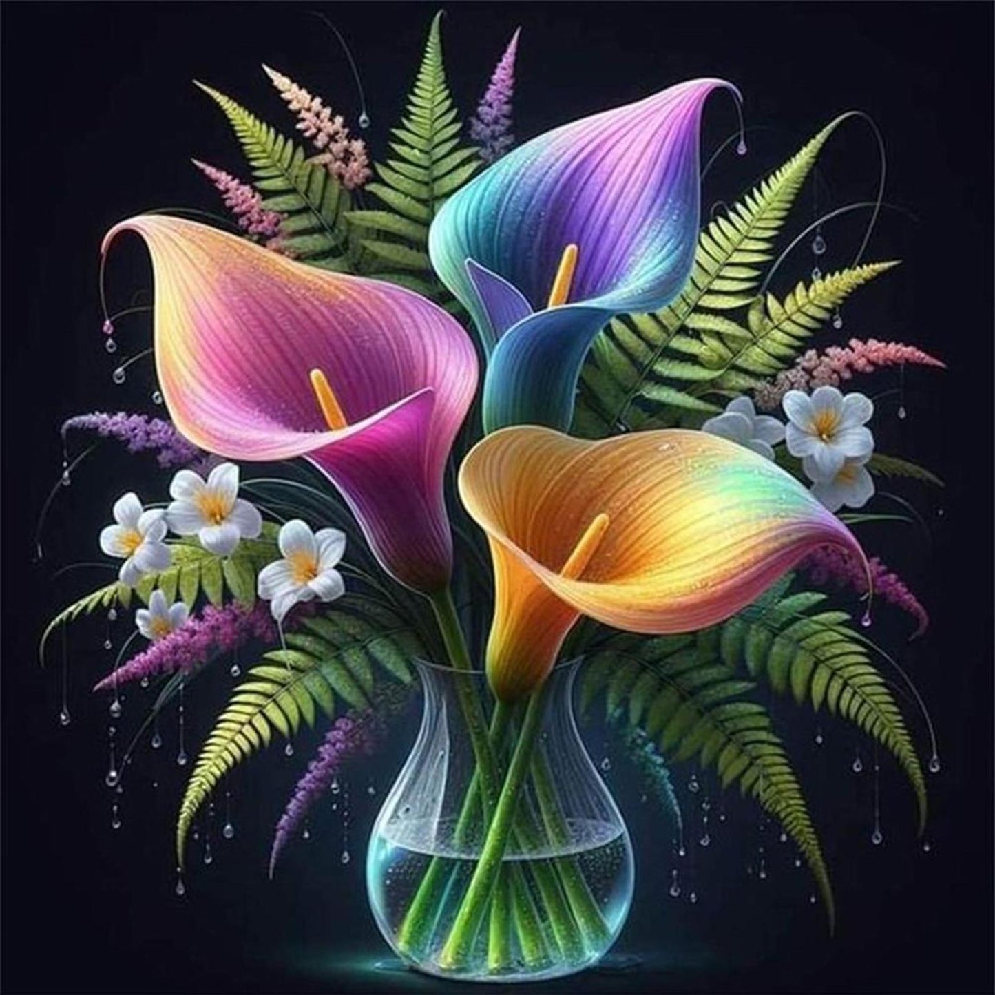 Calla Lily Vase - Full 11CT Stamped Cross Stitch 40x40CM - Huacan