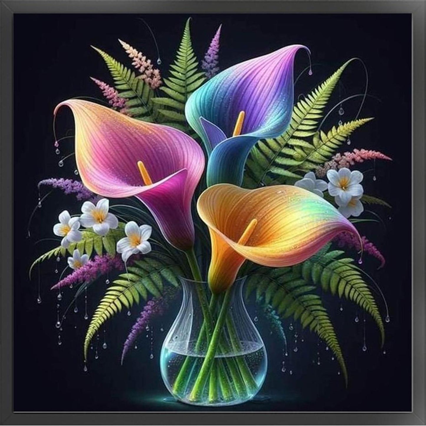Calla Lily Vase - Full 11CT Stamped Cross Stitch 40x40CM - Huacan