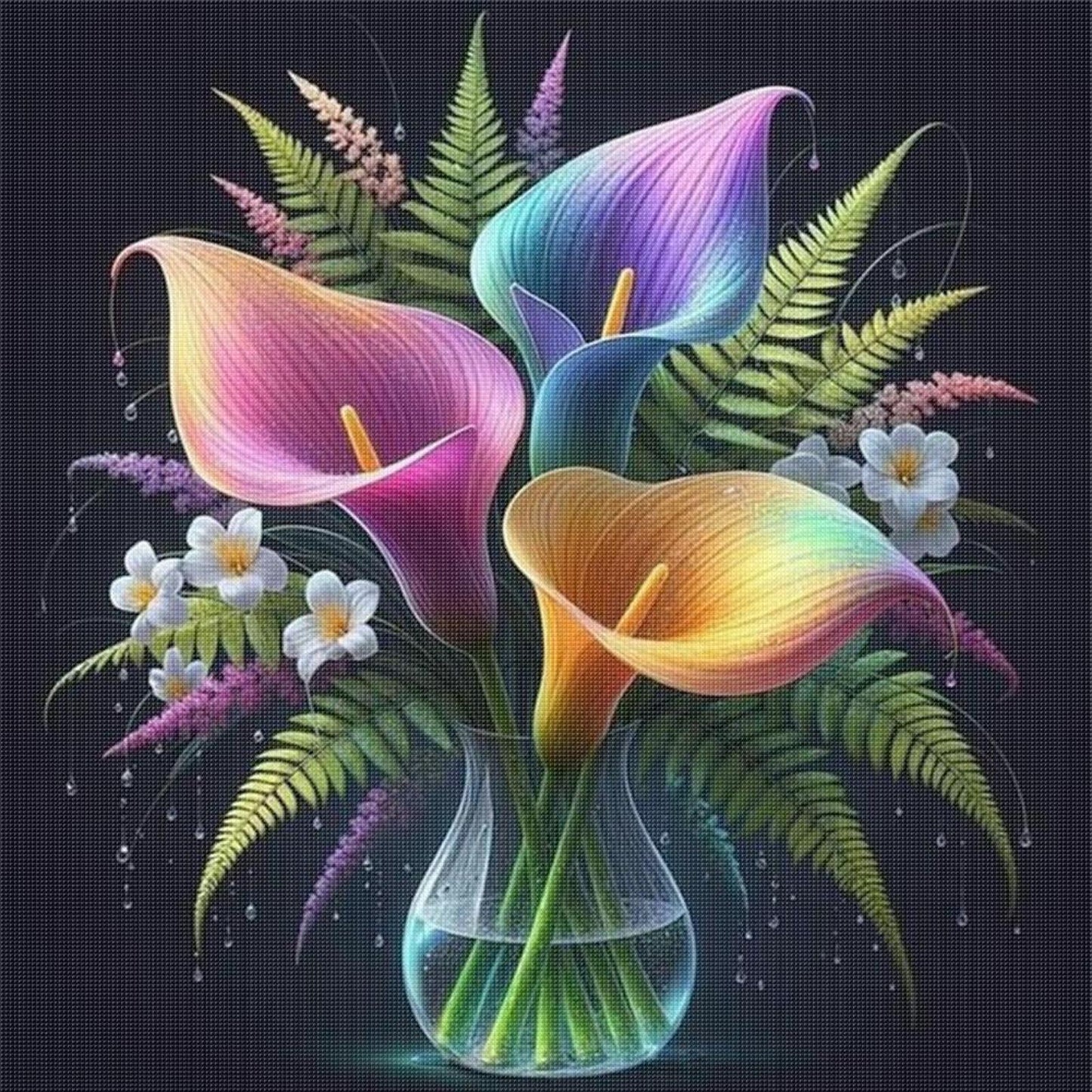 Calla Lily Vase - Full 11CT Stamped Cross Stitch 40x40CM - Huacan