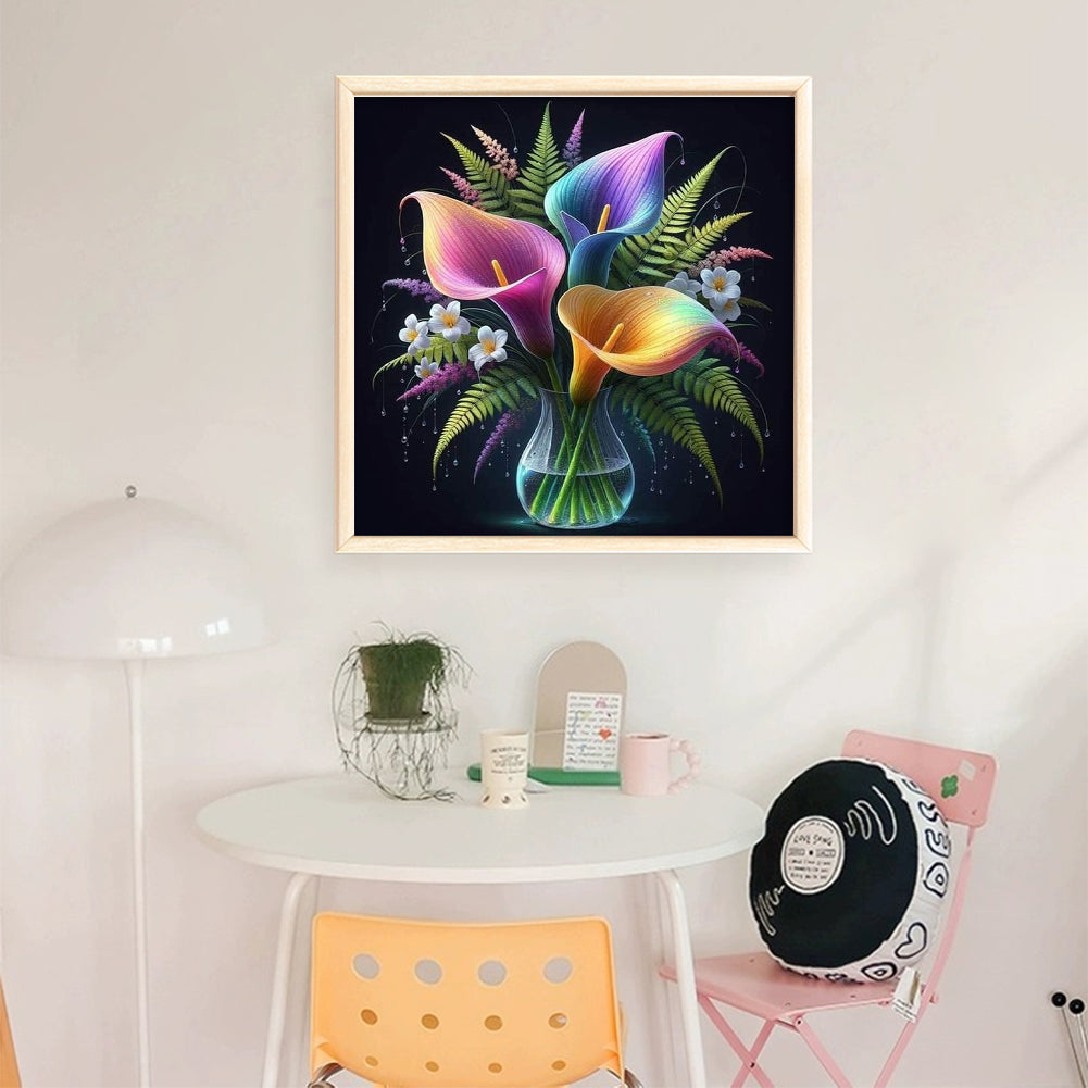 Calla Lily Vase - Full 11CT Stamped Cross Stitch 40x40CM - Huacan