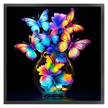 Load image into Gallery viewer, Glow-In-The-Dark Butterfly Vase - 40*40CM 11CT Stamped Cross Stitch
