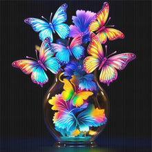 Load image into Gallery viewer, Glow-In-The-Dark Butterfly Vase - 40*40CM 11CT Stamped Cross Stitch
