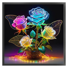 Load image into Gallery viewer, Glow-In-The-Dark Rose Vase - 40*40CM 11CT Stamped Cross Stitch
