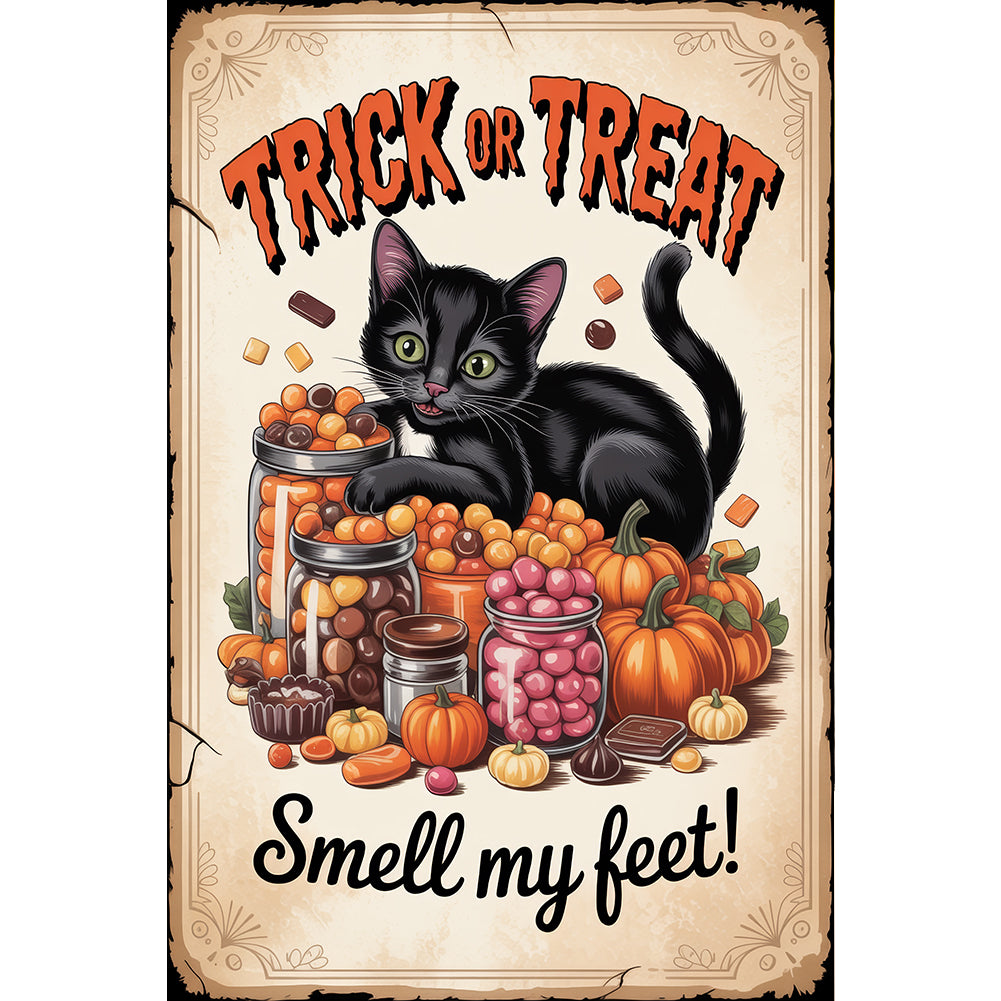 Halloween Cat 30*45CM(Canvas) Full Round Drill Diamond Painting