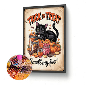 Halloween Cat 30*45CM(Canvas) Full Round Drill Diamond Painting