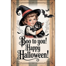 Load image into Gallery viewer, Halloween Witch And Cat 30*45CM(Canvas) Full Round Drill Diamond Painting
