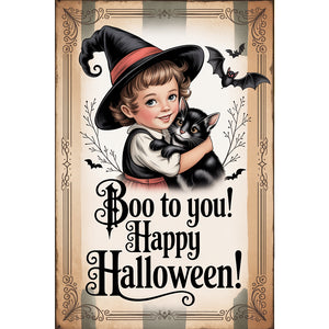 Halloween Witch And Cat 30*45CM(Canvas) Full Round Drill Diamond Painting