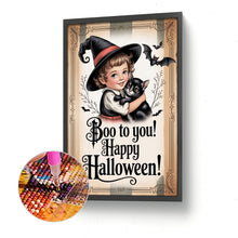 Load image into Gallery viewer, Halloween Witch And Cat 30*45CM(Canvas) Full Round Drill Diamond Painting
