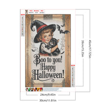 Load image into Gallery viewer, Halloween Witch And Cat 30*45CM(Canvas) Full Round Drill Diamond Painting
