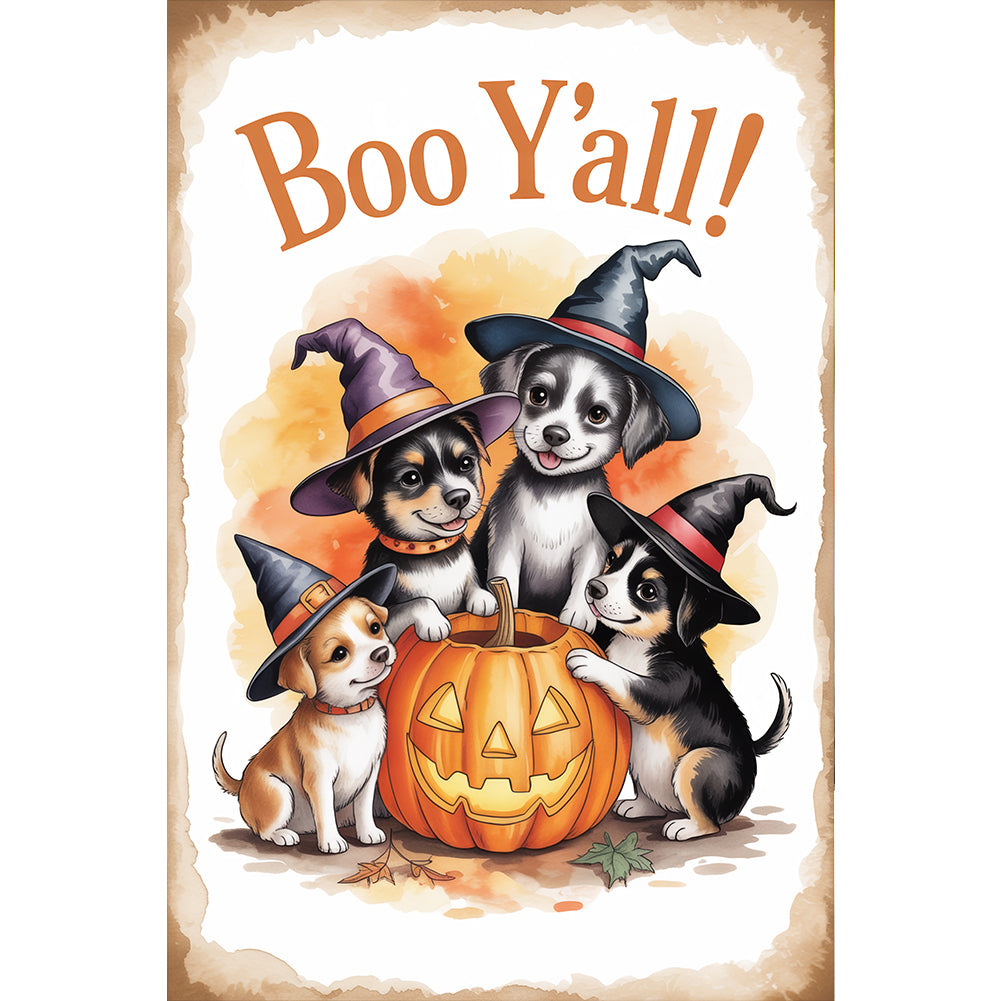 Halloween Dog 30*45CM(Canvas) Full Round Drill Diamond Painting