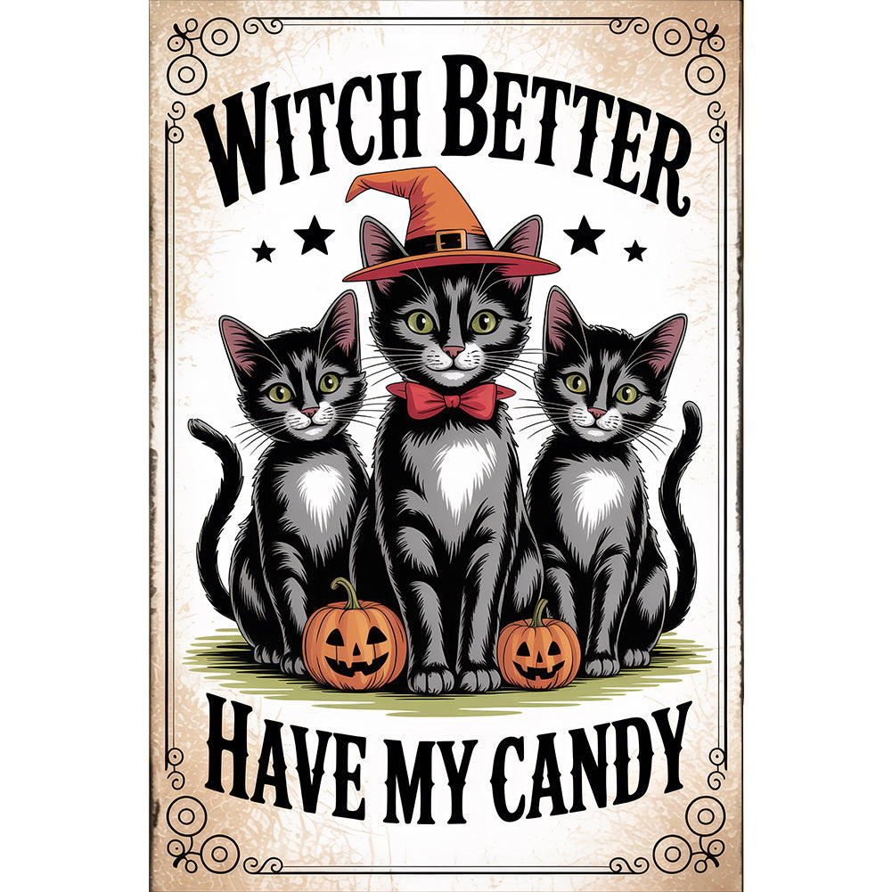 Halloween Cats 30*45CM(Canvas) Full Round Drill Diamond Painting
