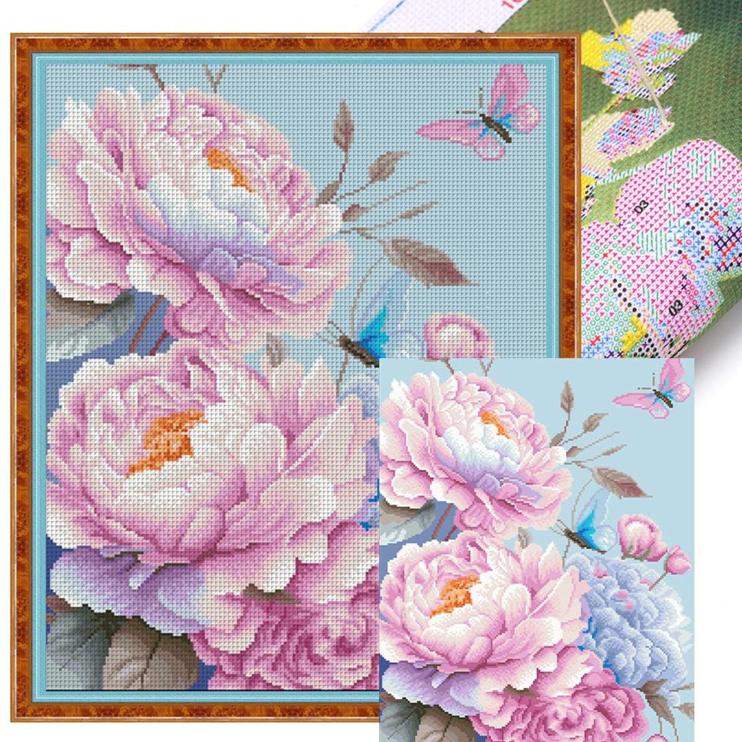 Healing Peony - Full 11CT Stamped Cross Stitch 50x60CM - Mona Lisa(45Colors)