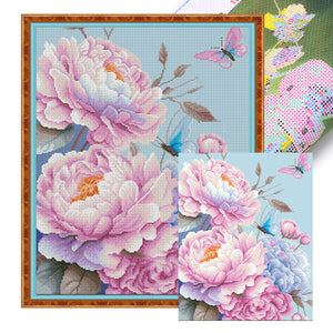 Healing Peonies - 50*60CM 11CT Stamped Cross Stitch(Mona Lisa Brand)