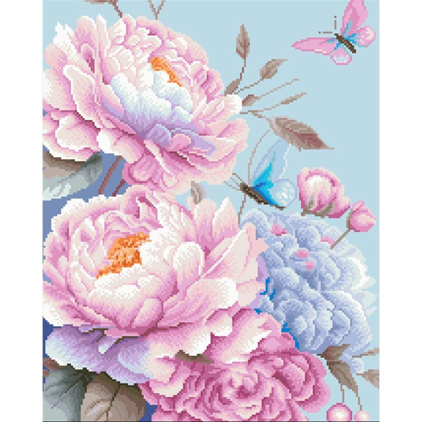 Healing Peony - Full 11CT Stamped Cross Stitch 50x60CM - Mona Lisa(45Colors)