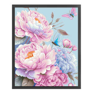 Healing Peonies - 50*60CM 11CT Stamped Cross Stitch(Mona Lisa Brand)