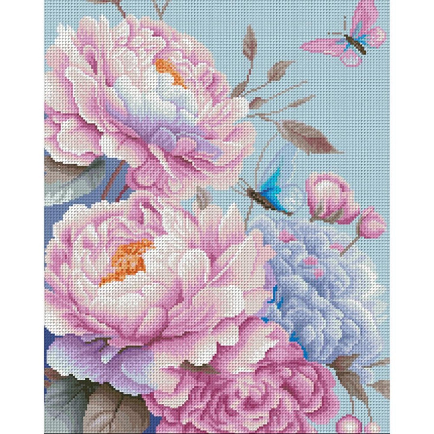 Healing Peony - Full 11CT Stamped Cross Stitch 50x60CM - Mona Lisa(45Colors)