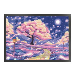 Under The Cherry Blossom Tree - 81*62CM 11CT Stamped Cross Stitch(Mona Lisa Brand)