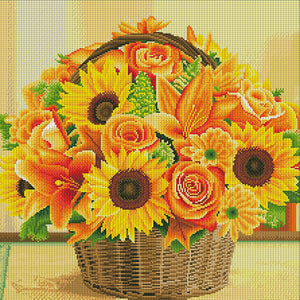 Sunflower Basket - 61*61CM 11CT Stamped Cross Stitch(Mona Lisa Brand)