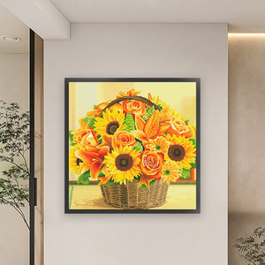 Sunflower Basket - 61*61CM 11CT Stamped Cross Stitch(Mona Lisa Brand)