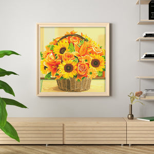 Sunflower Basket - 61*61CM 11CT Stamped Cross Stitch(Mona Lisa Brand)