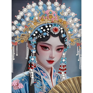 Chinese Style Girl 30*40CM(Canvas) Partial Special Shaped Drill Diamond Painting