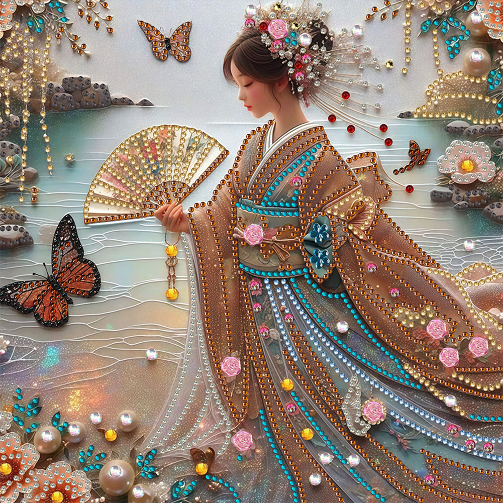 Japanese Girl 30*30CM(Canvas) Partial Special Shaped Drill Diamond Painting