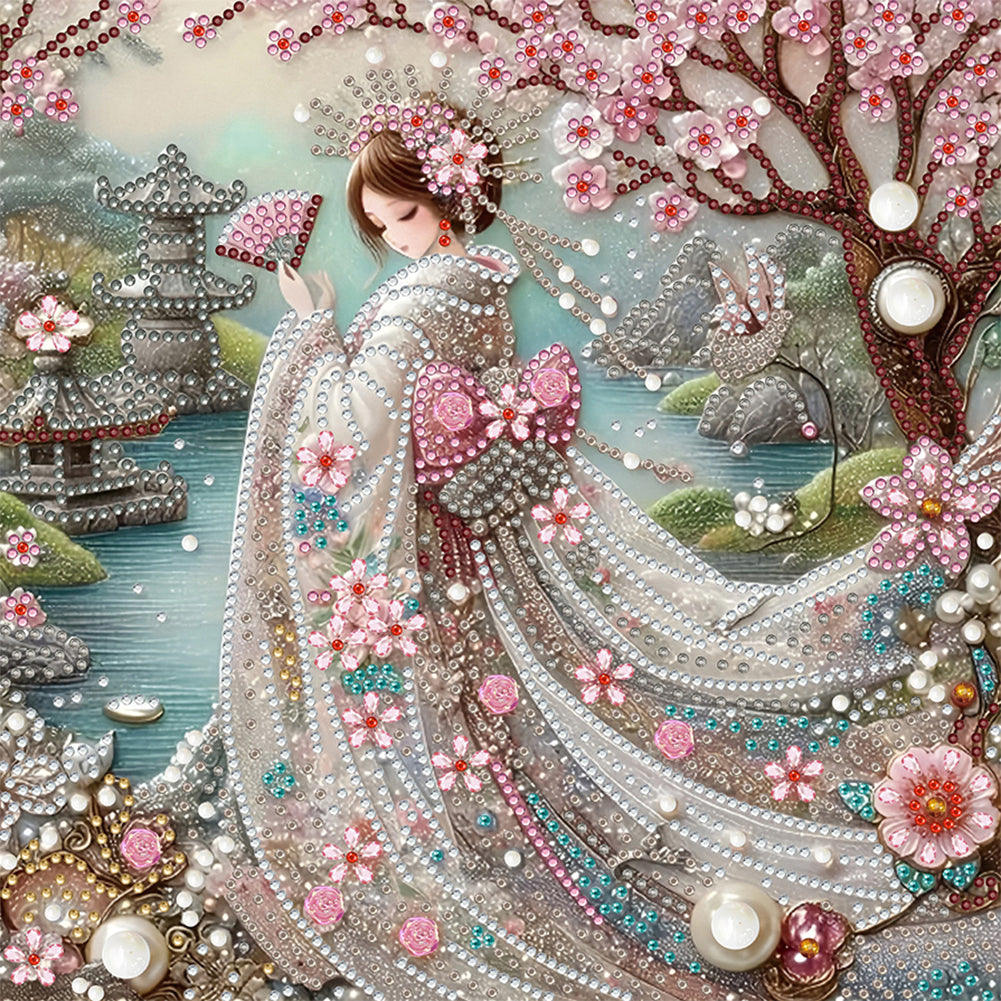 Japanese Girl 30*30CM(Canvas) Partial Special Shaped Drill Diamond Painting