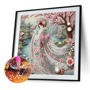 Japanese Girl 30*30CM(Canvas) Partial Special Shaped Drill Diamond Painting