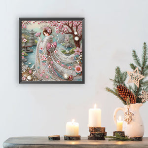 Japanese Girl 30*30CM(Canvas) Partial Special Shaped Drill Diamond Painting