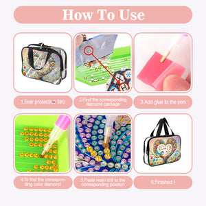 DIY Diamond Art Rhinestone Makeup Bag Crystal Transparent PVC Storage Pack Gift